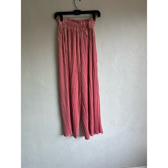 Anthropologie Endless Rose Womens Pleated Velvet Casual Wide Leg Pants, … - Picture 5 of 11